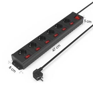 Hama 223160 6 Aljzatos Hálózati elosztó 1.4m - Fekete kép