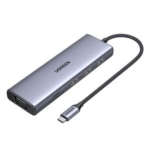Ugreen CM498 15600 USB-C Adapter - 3x USB-A 3.0 / HDMI / VGA / RJ... kép