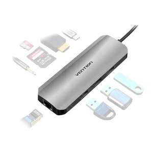 Vention USB-C -> HDMI/USB3.0x3/RJ45/SD/TF/TRRS 3.5mm/PD (0, 15m... kép