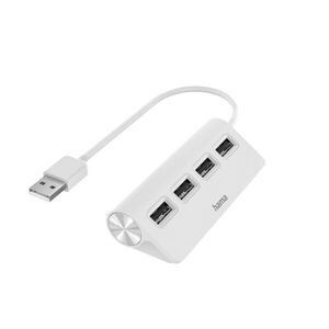 Hama 4 port USB 2.0 480Mbit/s hub fehér (00200120) (h00200120) kép