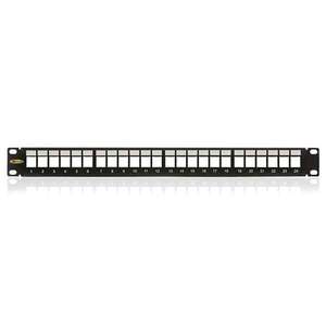 KE-Line Patch panel 1U, fekete, üres, 24 db keystone jack számára kép