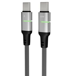 AVAX CB632 STEELY LED 60W USB-C gyorstöltő kábel, fonott, 1m, fekete kép