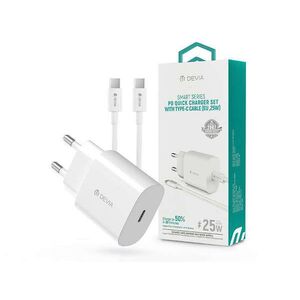 Devia Smart Series USB-C Töltő szett - 25W - Fehér kép