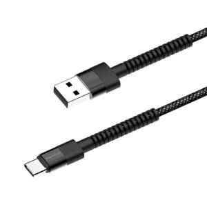 Colorway kábel, Type-C (nylon – hosszú fej) 2.4A 1m fekete (cw-cb... kép