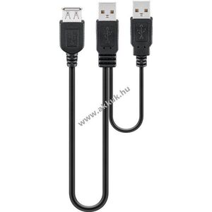 Goobay 2in1 USB-A Y-kábel 0, 3m fekete 2, 5W 0, 5A 480Mbit/s USB2.0 1x USB-A aljzat 2x USB-A dugó kép