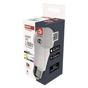 EMOS LED izzó GoSmart A60, E27, 11 W (75 W), 1 050 lm, RGB, dimmelhető, Wi-Fi kép