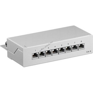 Goobay CAT-6 mini/asztali 8 port (1 HE) STP árnyékolt patch panel szürke kép