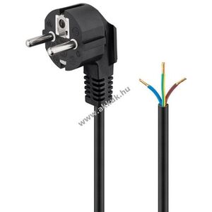 Goobay védőérintkezős tápkábel 90° 3m 3x1mm² fekete Hybrid Typ E/F CEE 7/7 szabad végek kép