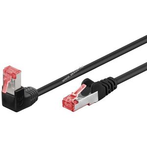 Goobay CAT6 patchkábel 1x 90° derékszögű S/FTP (PiMF) fekete 0, 5m CU LSZH rögzítőfül felül kép