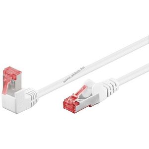 Goobay CAT6 patchkábel 1x90° RJ45 S/FTP (PiMF) 0, 5m fehér CU LSZH rögzítőfül felül kép