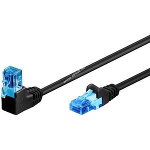 Goobay CAT 6A U/UTP patchkábel 1x 90° hajlított RJ45 CCA rögzítőfül felül 10m fekete kép