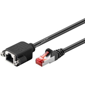Goobay CAT6 S/FTP (PiMF) hosszabbító kábel 3m fekete CU LSZH RJ45 szerelőflanssal kép