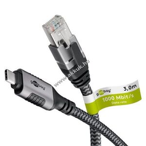 Goobay Ethernet kábel USB-C 3.1 RJ45 Cat6 3m 1Gbit/s Thunderbolt3 kompatibilis kép