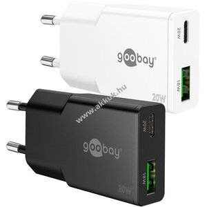 Goobay Multi Fast Charger Slim GaN USB-C PD 20W fekete 1xUSB-C 1xUSB-A Quick Charge utazó töltő kép