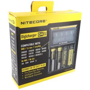 NiteCore Digicharger D4 EU töltő LCD kijelzővel AAA AA C 4 foglalat kép