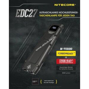 Nitecore EDC27 LED zseblámpa 3000lm USB-C Li-Ion 1700mAh IP54 kép