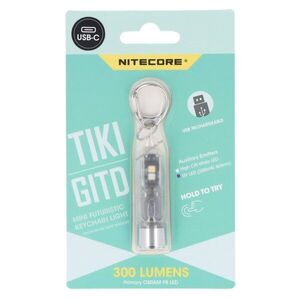 Nitecore TIKI GITD kulcstartó lámpa foszforeszkáló zöld 3 fényforrás 300lm 71m USB-C Li-ion 12g kép
