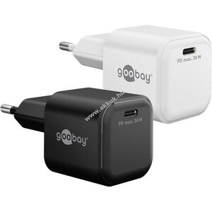 Goobay Single Fast Charger 30W USB-C PD GaN Nano gyors töltő fehér 1x USB-C kép