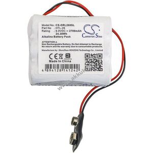 Helyettesítő ajtózár elem Vingcard 12 HTL-26 2700mAh 24.3Wh alkáli 9V kép