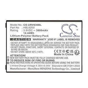 Helyettesítő vonalkódolvasó akku Urovo i6200S HBL6200 3800mAh 14.44Wh 3.8V kép