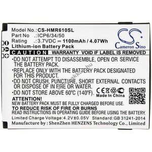 Helyettesítő mérőműszer akku HumanWare SmartView Versa ICP6/34/50 1100mAh 4.07Wh 3.7V kép