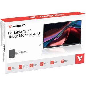 Verbatim hordozható monitor 13, 3 WUXGA IPS 1610 érintős + 5000mAh powerbank USB-C HDMI alu kép