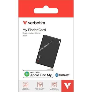 Verbatim My Finder Card MYFCR-01B fekete Bluetooth tracker újratölthető 110mAh Qi 1db/csomag kép