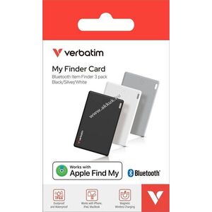 Verbatim My Finder Card MYFCR-03BSW Bluetooth tracker 3db/csomag újratölthető akku 110mAh IP66 kép