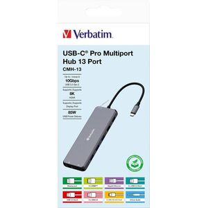 Verbatim CMH-13 USB-C Pro multiport hub 13 port HDMI DisplayPort RJ45 2xUSB-C PD kép