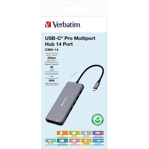 Verbatim USB-C Multiport Hub CMH-14 14 port HDMI VGA RJ45 SD microSD 85W PD kép
