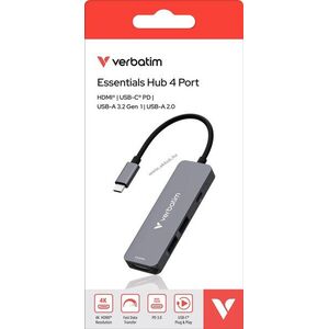 Verbatim USB-C Hub Essentials 4 portos HDMI 2x USB-A 1x USB-C PD csomag kép