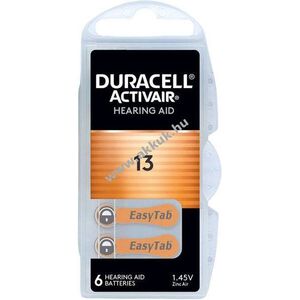Duracell Activair 13 1, 45V 6db/csomag hallókészülék elem Zinc Air kép