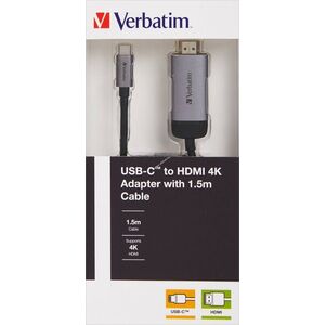 Verbatim USB 3.1-C HDMI 4K adapterkábel 150cm ezüst-fekete csomag kép