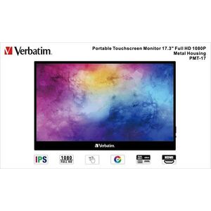 Verbatim Portable Monitor PMT-17 17, 3 43, 94cm Full HD IPS érintőképernyő USB-C HDMI kép