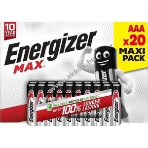 Energizer Max AAA (mikro) 1, 5V 20db/csomag elem Alkaline kép