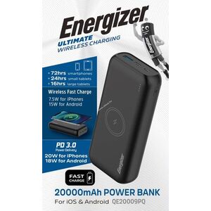Energizer Ultimate QE20009PQ 20.000mAh vezeték nélküli powerbank akku fekete kép