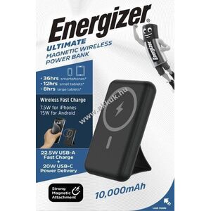 Energizer Akku Powerbank QM10002PQ 10000mAh fekete mágneses vezeték nélküli USB-C PD Li-Polymer kép