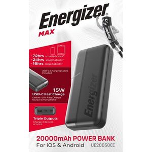Energizer Akku Powerbank UE20050CC 20000mAh fekete 1xUSB-A 2xUSB-C Li-Polymer kép