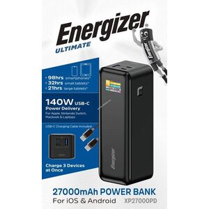 Energizer Akku Powerbank XP27000PD 27.000mAh 140W 1xUSB-A 2xUSB-C fekete Li-Polymer kép
