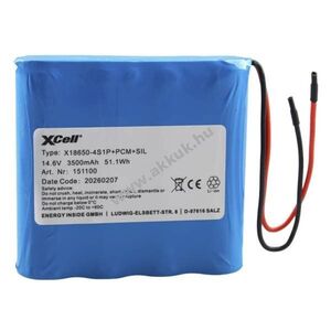 XCell akkupakk 14, 8V 3500mAh 4S1P nyitott kábellitze Li-Ion kép
