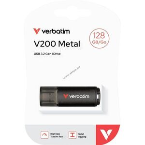 Verbatim V200 Metal 128GB USB 3.2 Gen1 USB-A pendrive 200MB/s olvasás 80MB/s írás fekete kép