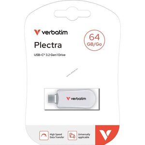 Verbatim Plectra USB 3.2 Gen1 Type-C 64GB fehér 100MB/s olvasás 25MB/s írás csomag kép
