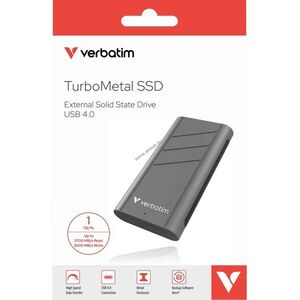 Verbatim SSD 1TB USB4.0 Type-C TurboMetal fém ház 3700MB/s olvasás 3600MB/s írás csomag kép