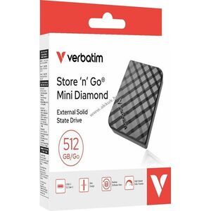 Verbatim SSD 512GB USB 3.2 Gen2 A-C Mini Diamond fekete 1000MB/s csomag kép