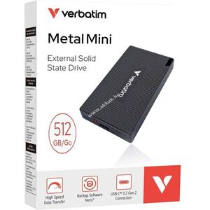 Verbatim SSD 512GB USB 3.2 Gen2 A-C Metal Mini 2000MB/s olvasás 1750MB/s írás szürke csomag kép