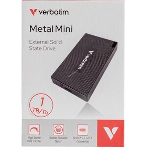 Verbatim SSD 1TB USB3.2 Gen2 A-C Metal Mini 2000MB/s 1750MB/s szürke csomag kép