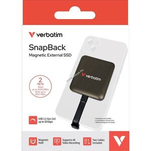Verbatim SSD SnapBack 2TB USB-C Moccha Metallic 2000MB/s olvasás 1800MB/s írás 2db kábel csomag kép