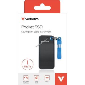 Verbatim SSD 1TB USB3.2 Gen2 Type-C zseb kulcstartó fekete-kék 1000MB/s olvasás 1000MB/s írás kép