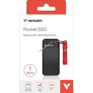 Verbatim SSD 1TB USB 3.2 Gen2 Type-C zsebméretű fekete-piros kulcstartós csomag 1000MB/s kép