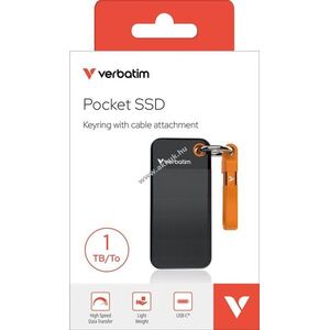 Verbatim SSD 1TB USB 3.2 Gen2 Type-C Pocket kulcstartó fekete-narancs csomag kép